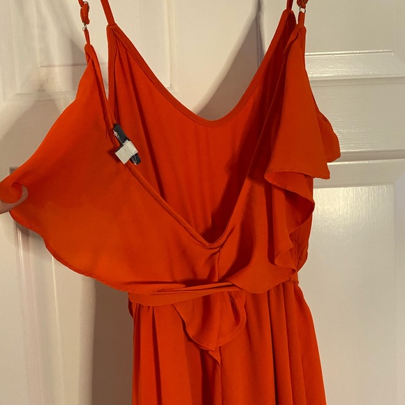 Red/orange chiffon adjustable jumpsuit - Picture 5 of 6